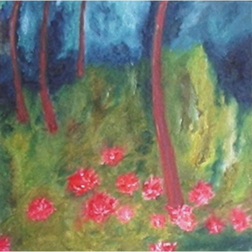 garden  oil on box canvas 305mm x 305mm Unframed,  [ready to hang] for Home and Office by artist C K Purandare