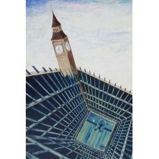 Political Paintings The Big Ben Detention Centre Oil on Box Canvas 610 mm X 760 mm Unframed, Ready to Hang 