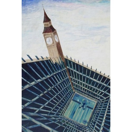 The Big Ben Detention Centre  Oil on Box Canvas 610 mm X 760 mm Unframed, Ready to Hang for Home and Office by artist C K Purandare