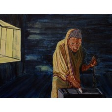 Political Paintings India Votes - A five year ritual of hope for millions Acrylic on Canvas 407 mm X 305 mm Unframed,  Ready to Hang 