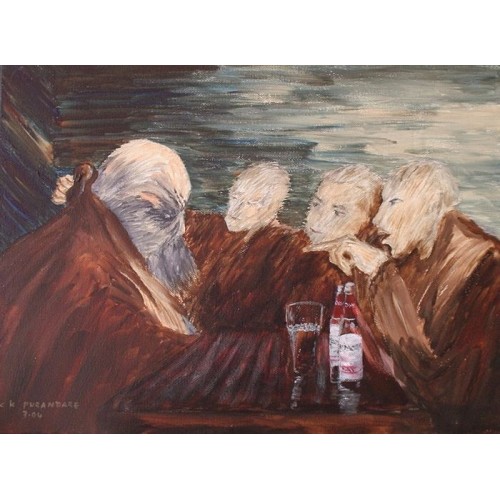 Judas  Oil on Box Canvas 405 mm X 307 mm Unframed, Ready to Hang for Home and Office by artist C K Purandare
