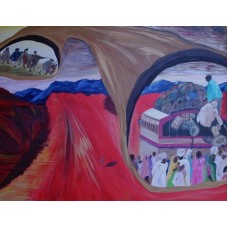 Social Paintings refugees going where the blind lead the blind oil on canvas 810mm x 630mm Unframed 