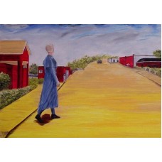 Contemporary Paintings Crossing the road Oil on Box Canvas 355mm x 254mm Unframed, Ready to Hang 