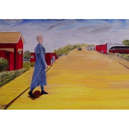 Crossing the road  Oil on Box Canvas 355mm x 254mm Unframed, Ready to Hang for Home and Office by artist C K Purandare
