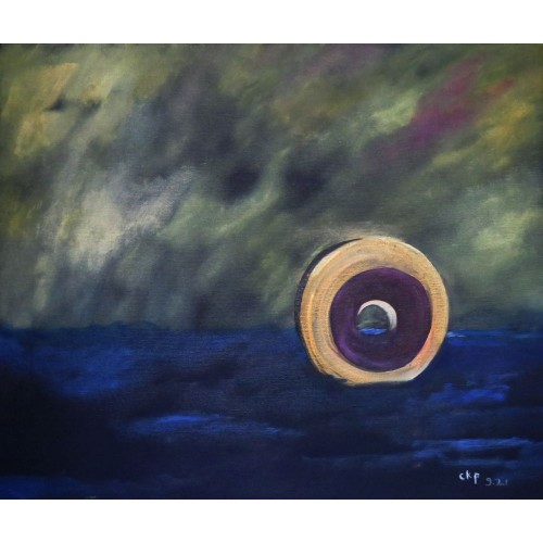 a wheel  Oil on Box Canvas 600 mm X 600 mm Unframed, Ready to Hang for Sale for Home and Office by artist C K Purandare