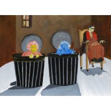 Social Paintings binned and about to be binned Oil on Box Canvas 406mmX305mm  Unframed, Ready to Hang 