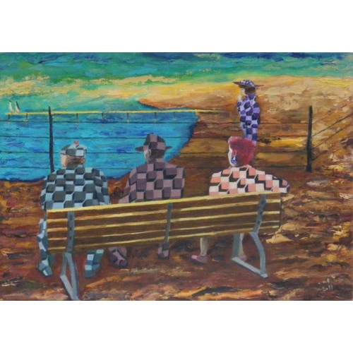 [de]fence  Oil on Canvas Board 355 mm X 255 mm Framed for Home and Office by artist C K Purandare