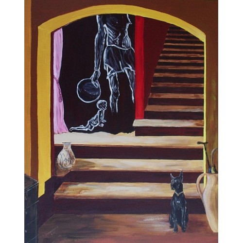 It's a Dog's Life  Acrylic on Canvas 735 mm X 890 mm Framed for Home and Office by artist C K Purandare