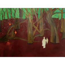 Allegory Paintings entering the woods Oil on oil Paper 650mmX 500mm Unframed 