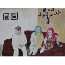 Social Paintings family - there and not there Oil on Canvas 300 mm X 250 mm (Frame Size 480 mm X 400 mm) Framed with Non-reflective Glass Painting for Sale
