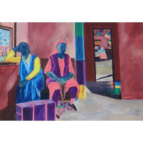 fellow travellers  Oil on Oil Paper 420mm X 295mm Unframed for Home and Office by artist C K Purandare