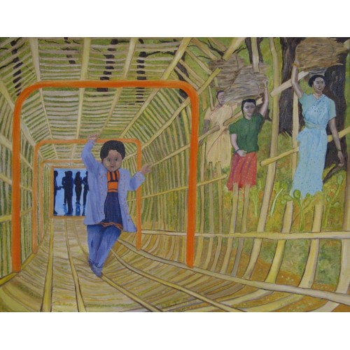 firewood and the web  Oil on Canvas 750 mm X 600 mm Framed with non-reflective glass for Home and Office by artist C K Purandare