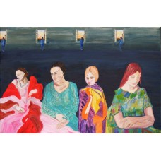 Social Paintings four women Oil on Box Canvas 760 mm X 610 mm Unframed,  Ready to Hang 