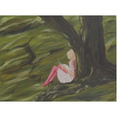 Portrait Paintings girl, reading Acrylic on Box Canvas  405 mm X 302 mm Unframed,  Ready to Hang 