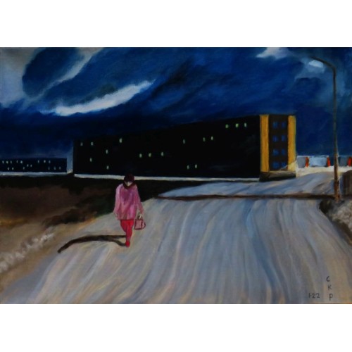 if streets could talk  Oil on Box Canvas 406mmX305mm  Unframed, Ready to Hang for Sale for Home and Office by artist C K Purandare
