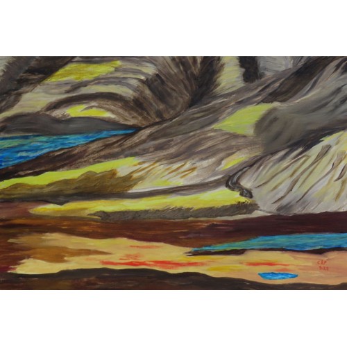 Landscape  Oil on oil Paper 430 mm X 270 mm Unframed for Home and Office by artist C K Purandare