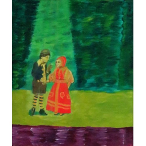 let me tell you  Oil on Box Canvas 260 mm X 300 mm Unframed,  Ready to Hang for Sale for Home and Office by artist C K Purandare
