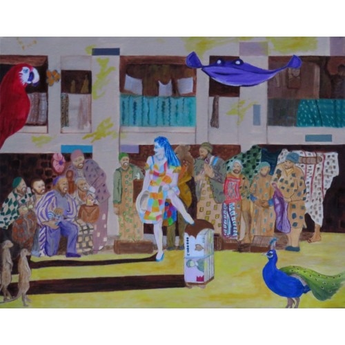 market  Oil on Box Canvas 510 mm X 405 mm Unframed,  Ready to Hang for Sale for Home and Office by artist C K Purandare