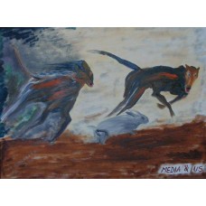Allegory Paintings media and us Oil painting on canvas panel 615 mm X 470 mm Home-made, 35 mm wide pine moulding painted brown 