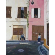 Social Paintings neighbourhood Oil on Box Canvas 350 mm x 450 mm Unframed,  Ready to Hang 