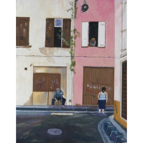 neighbourhood  Oil on Box Canvas 350 mm x 450 mm Unframed,  Ready to Hang for Home and Office by artist C K Purandare