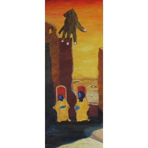 thy hand, Great anarch  oil on box canvas 205mm X 610mm Unframed, Ready to Hang for Home and Office by artist C K Purandare