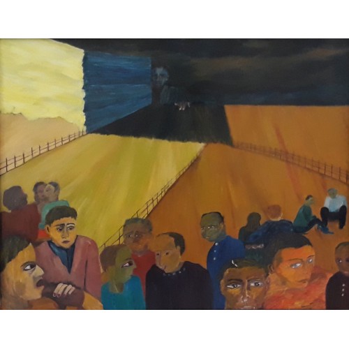 people out there  Oil on Canvas 455 mm X 355 mm (Framed size 520 mm X 430 mm) Framed with Non-reflective Glass for Sale for Home and Office by artist C K Purandare