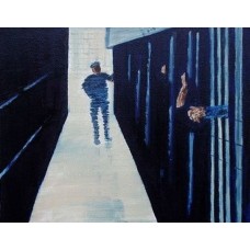 Social Paintings Prison Oil on Box Canvas 254mmX203mm Unframed, Ready to Hang 