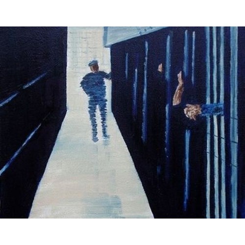 Prison  Oil on Box Canvas 254mmX203mm Unframed, Ready to Hang for Home and Office by artist C K Purandare