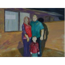 Contemporary Paintings family oil on box canvas 300mm x 230mm Unframed, Ready to Hang 
