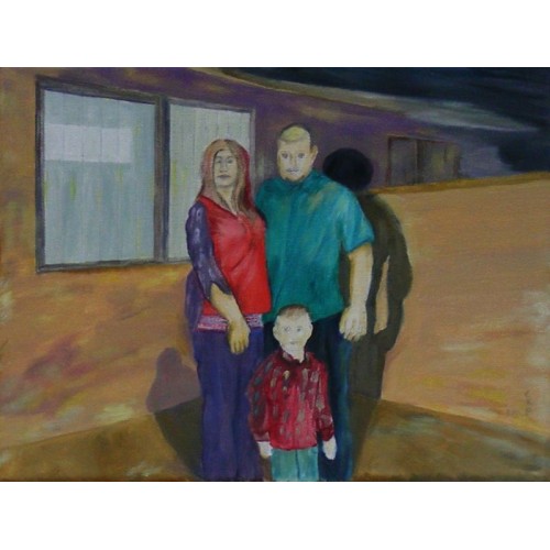 family  oil on box canvas 300mm x 230mm Unframed, Ready to Hang for Home and Office by artist C K Purandare