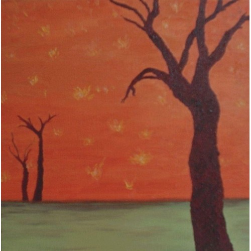 silhouettes   Oil on Box Canvas 305 mm X 305 mm Unframed, Ready to hang for Home and Office by artist C K Purandare