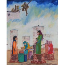 Political Paintings Afghanistan, Pakistan, India…the story of a subcontinent Oil on Box Canvas  400 mm X 500 mm Unframed,  Ready to Hang 