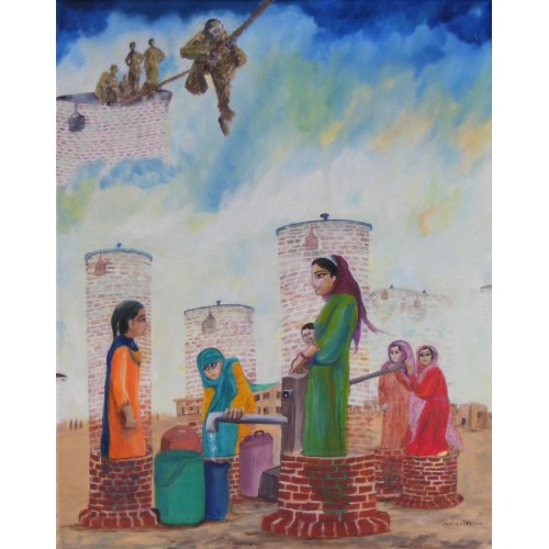 Afghanistan, Pakistan, India…the story of a subcontinent  Oil on Box Canvas  400 mm X 500 mm Unframed,  Ready to Hang for Home and Office by artist C K Purandare