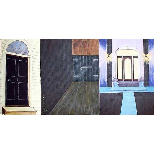 some doors are always closed  Acrylic painting on hardboard 1220mm x 607mm Unframed for Home and Office by artist C K Purandare