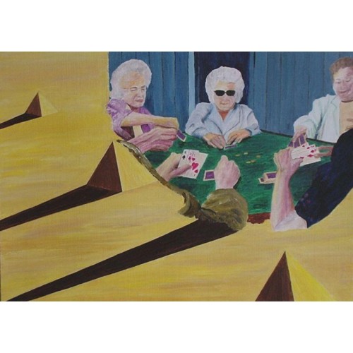 the gamblers  Oil on Oil Paper   421 mm X 297 mm Unframed for Home and Office by artist C K Purandare