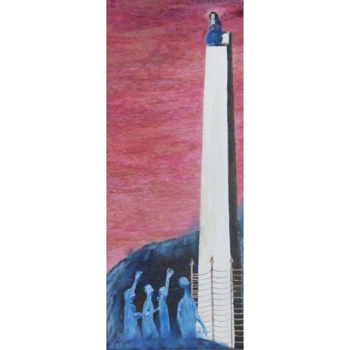 ivory tower  oil on box canvas [ready to hang] 230mm X 690mm Unframed for Home and Office by artist C K Purandare