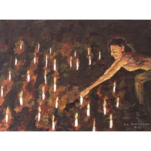 yet another candle  Oil on Box Canvas 304 mm X 225 mm Unframed, Ready to Hang for Home and Office by artist C K Purandare
